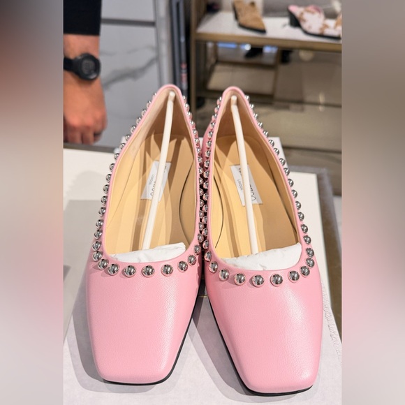 Jimmy Choo Pink Studded Flats 38.5 - Picture 4 of 4